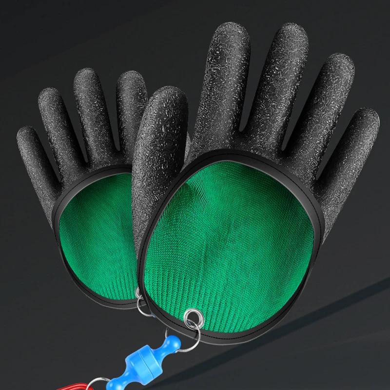 Fishing Gloves 1pcs Latex Puncture Scrapes Fish Catching Gloves with Magnet