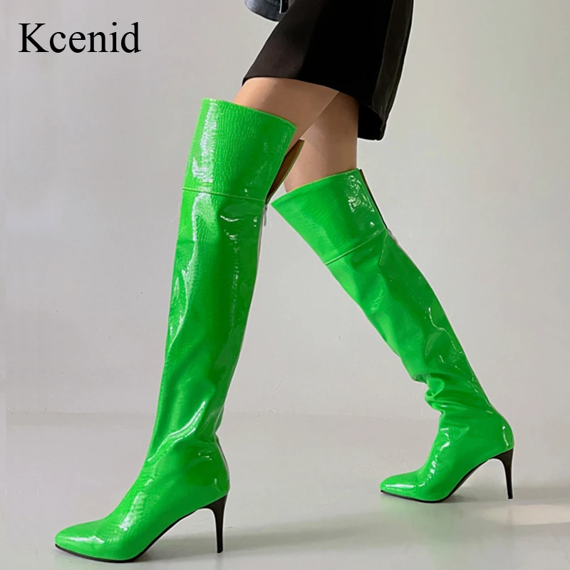 

Kcenid Winter Women Thigh High Boots Patent Shiny Stiletto High Heels Boots Party Club Ladies Shoes Woman Big Size 35-43