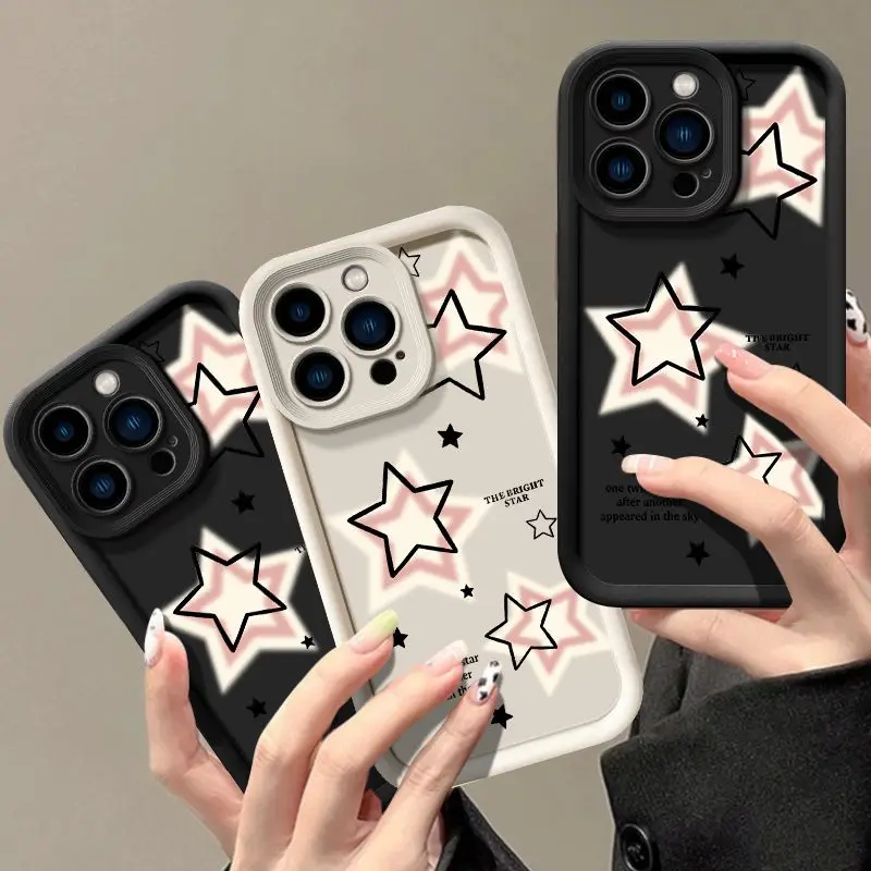Chic Soft Silicone Phone Case with Cute Pink Stars Design