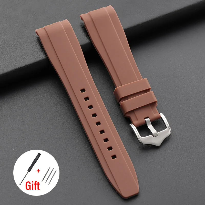 High-Quality Curved End Silicone Sport Watch Band - Waterproof Rubber Strap