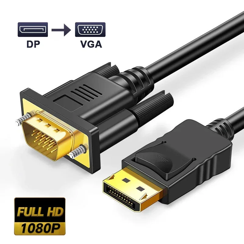 1080P Displayport to VGA Adapter Cable DP to VGA Male Male Converter Cable For HDTV Monitor Projector PC Computer Laptop