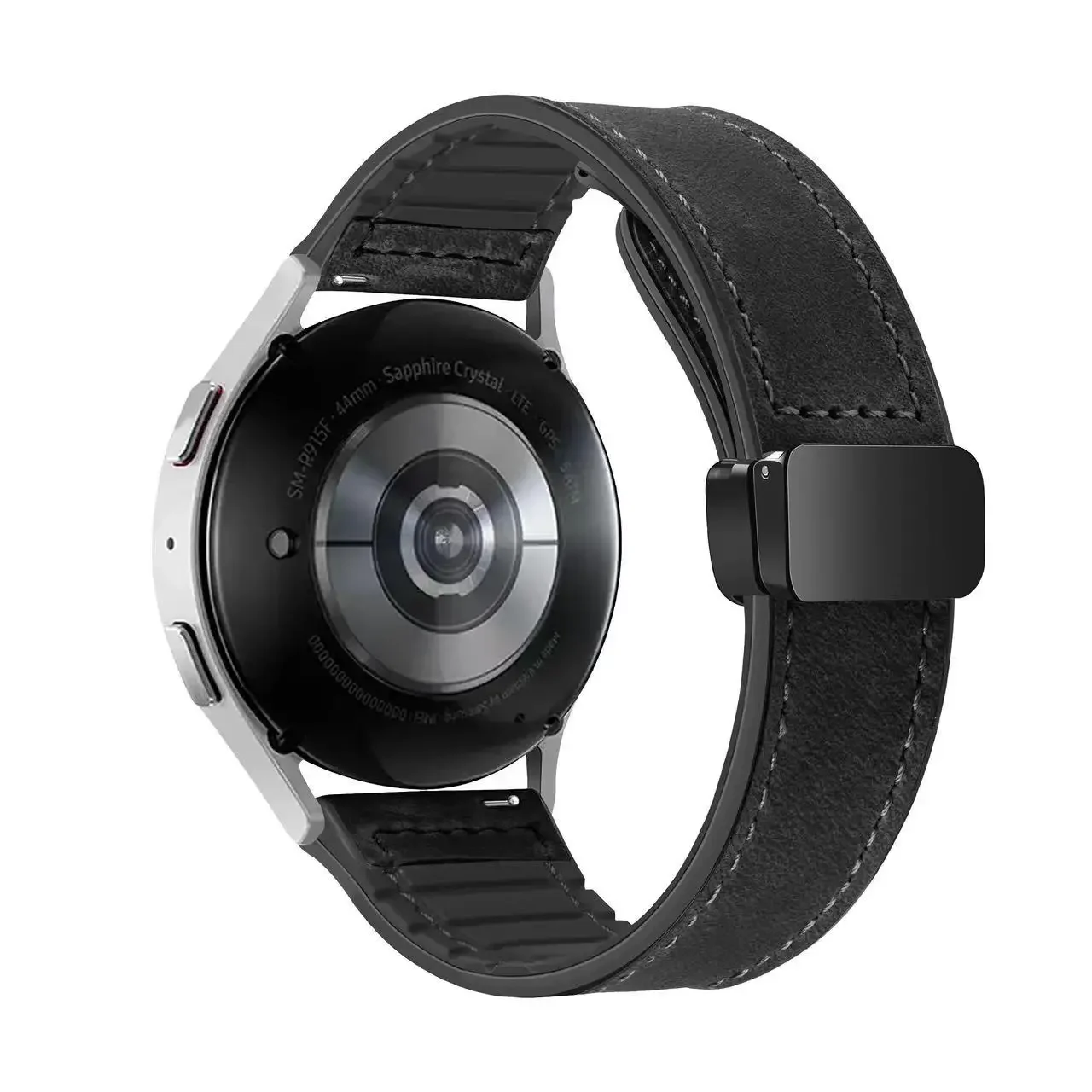 Elegant Leather Silicone Hybrid Strap - Premium Wristband Bracelet in Multiple Sizes