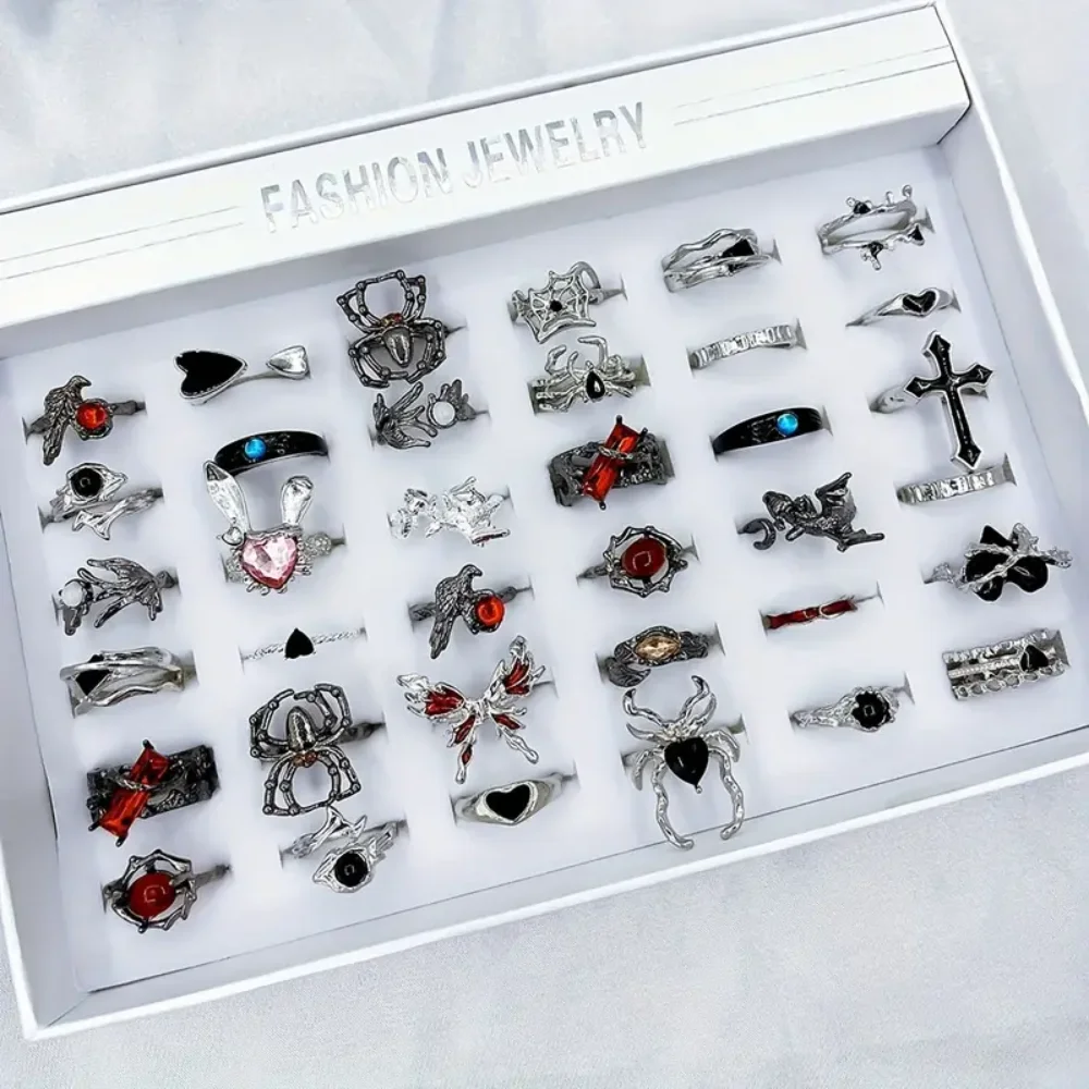 10/20Pieces Retro Gothic Spider Butterfly Halloween Ring Set For Women Men Mix Style Vintage Jewelry Party Gifts 1