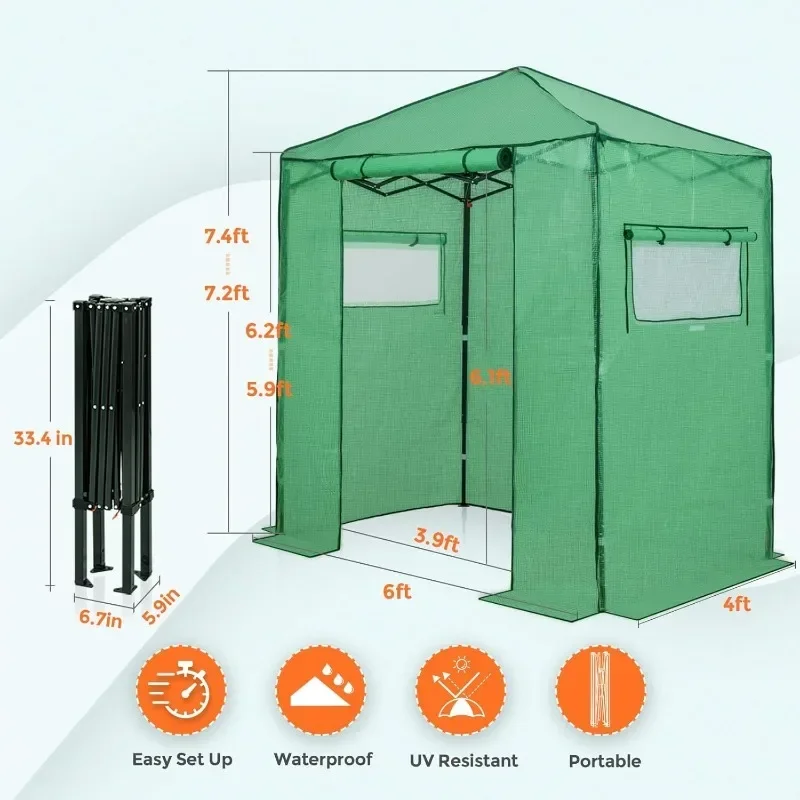 Pop-up Indoor Outdoor 6x4 Portable Walk-in Greenhouse 5
