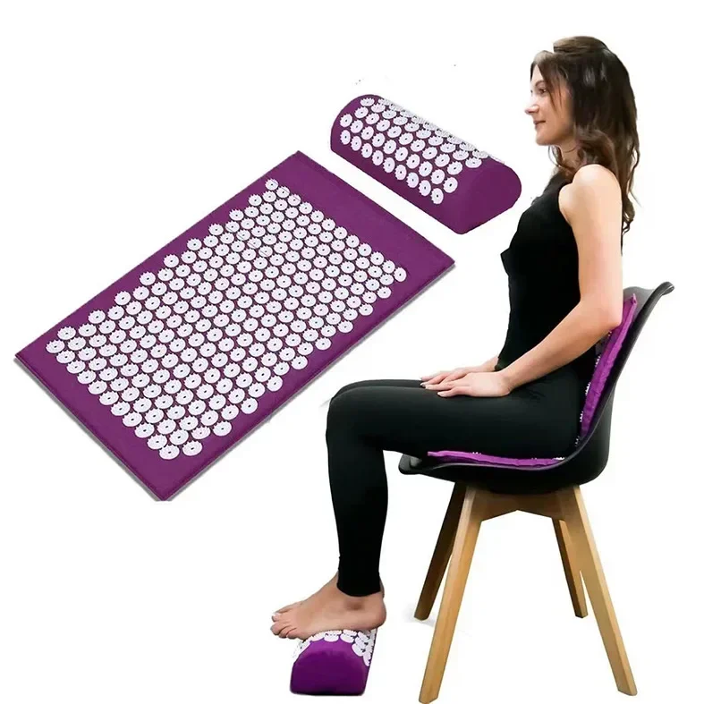 Stress Back Cushion Massage Yoga Mat Back Pain Relief Needle Yoga Massage Mat Acupressure Relieve Pad with Pillow fitness mat