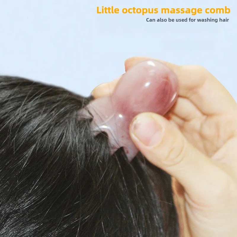 Oktopus-Akupunkturpunktkamm aus Naturharz, tragbares Kopf- und Nackenmassagegerät zur Stressabbau, Meridian-Therapie, Haarpflege, Alem – Detail 20