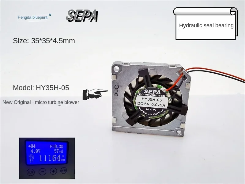 Brand-new silent SEPA HY35H-05 micro turbine 3505 hydraulic 5V aluminum shell 3.5CM high-speed cooling fan 2510 3010 4010 led luminous quiet cooling fan 12v 24v silent hydraulic bearing fan cooler heatsink for 3d printer micro fan 2pin