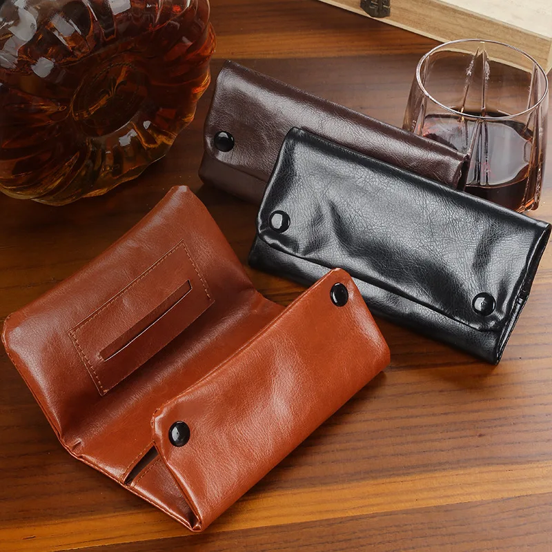Tobacco Pouch PU Leather Case with Rolling Paper Dispenser Smoking Accessories for Rolling Cigarette Men's Gift tobacco smoking accessories