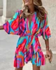 Summer Irregular Mini Dress For Women Fashion Print Casual Bohemia Style Vacation Sundress Women's Bat Sleeve Ruffles Dresses 3