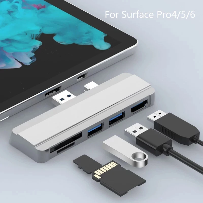 In 1 Docking Station Usb Per Surface 5 4 3 Hub Dock Station Con Slot Usb 3.0 Tf Compatibile Con Hdmi 4K