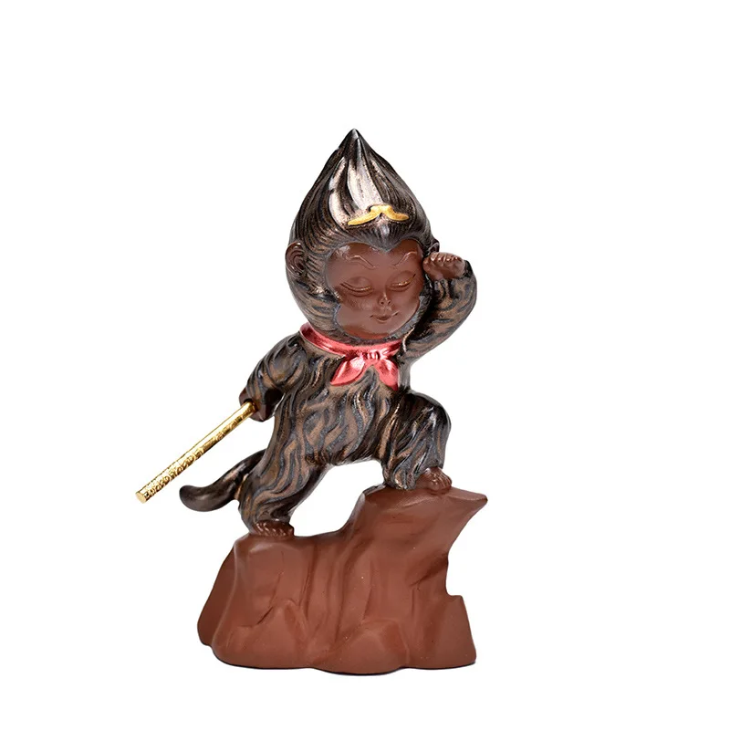 Ceramic Sun Wukong Statue, Monkey King Model, Cute Home Desktop, Tea Set Decoration, Car Crafts, Crafts
