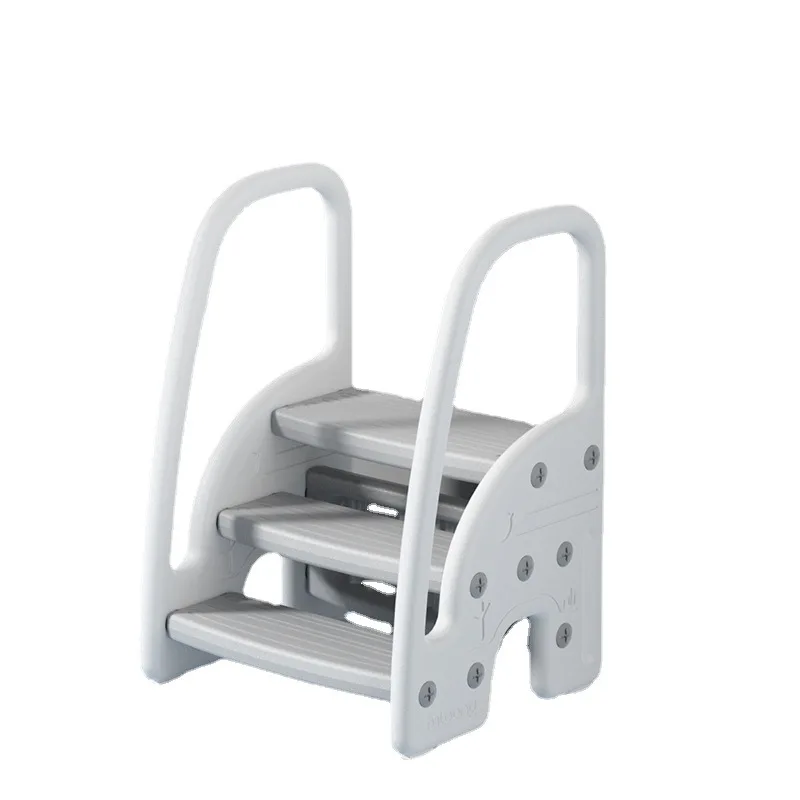Space-Saving Foldable Step Stool 100KG Capacity Bathroom Helper Quick-Dry PP Material Three Steps Footstool