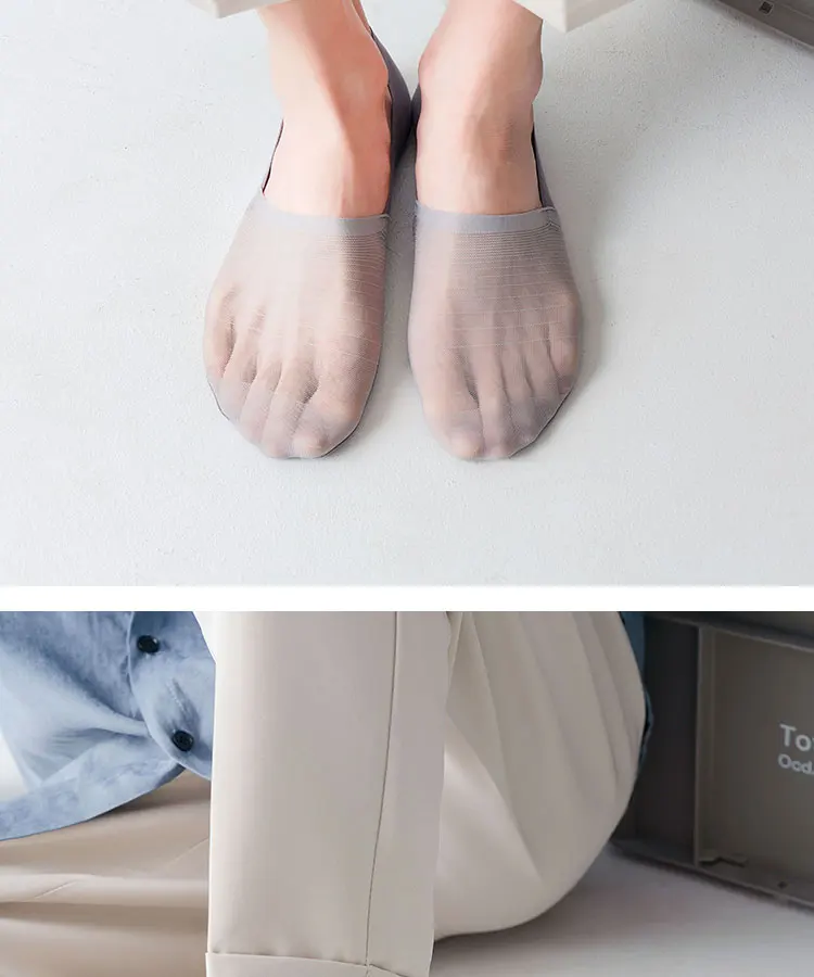 Mens Ultra-Thin Invisible Boat Socks - Non-Slip Breathable Summer 3-Pair Pack