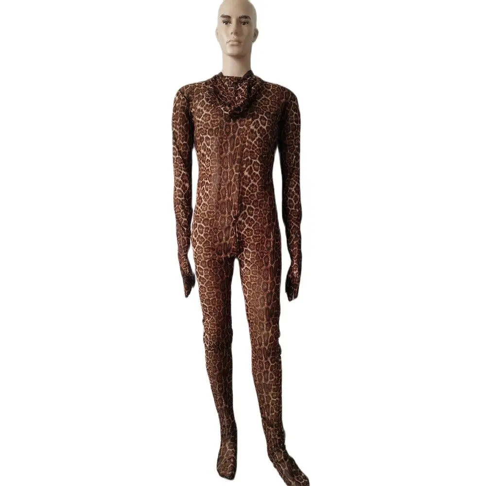 

New Silk gauze mesh jumpsuit sexy Women men catsuit Cosplay Costume Spandex Dancewear Bodysuit