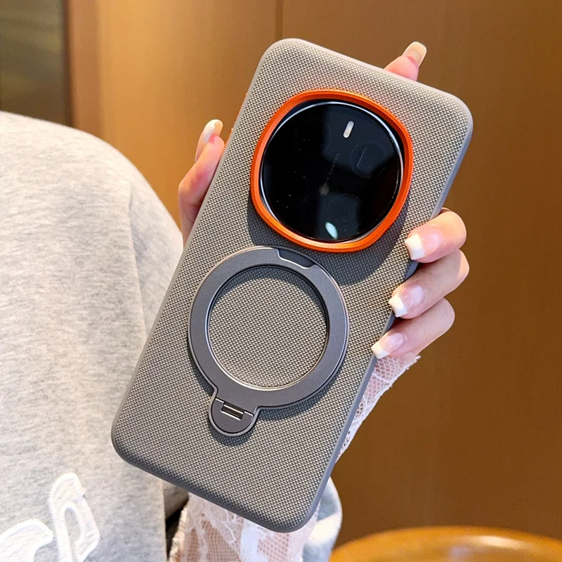 Solid Color Rotating Magnetic Stand Anti-Drop & Anti-Fingerprint Phone Case