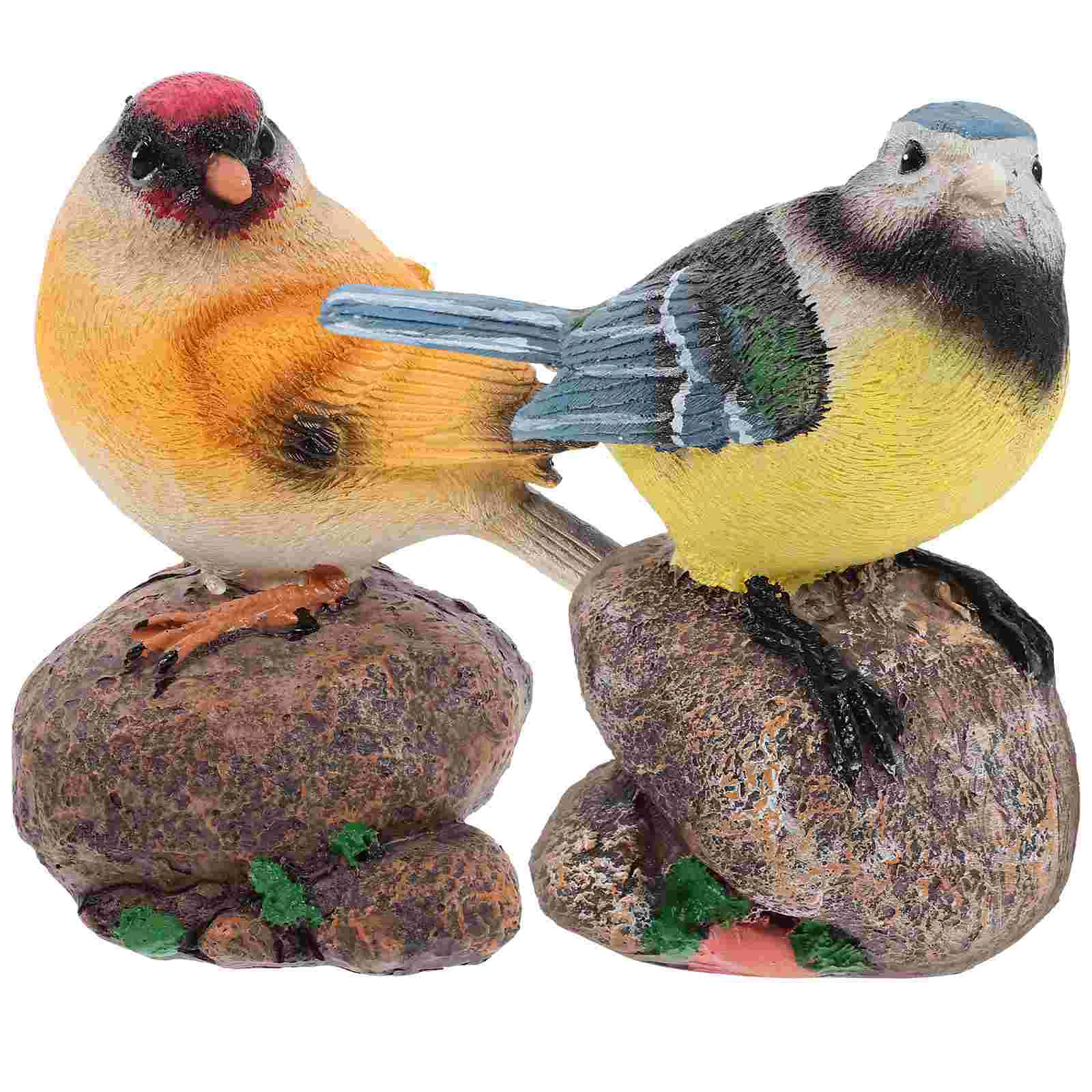 

2 Pcs Moss Micro Landscape Accessories Miniature Bird Decoration Landscaping Figures Desktop Adorable Decorative Figurine The