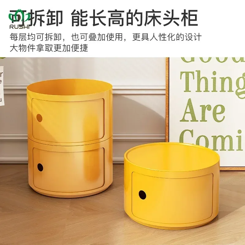 Nordic Ins Net Red Bedside Table Modern Minimalist White Round Creative Small Cabinet Mini Simple Side Cabinet furniture