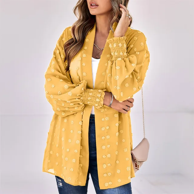 Solid V-Neck Open Front Lightweight Cardigans Casual Chiffon Loose Oversized Knitted Sweaters Single Breasted Chompas Para Mujer 1