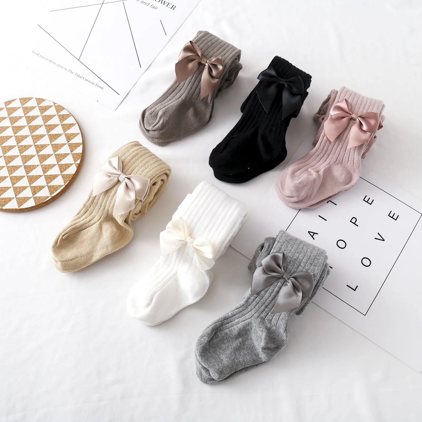 Collants en coton avec nœud papillon pour enfants, collants une pièce pour bébé fille, bas mignons pour enfants, princesse