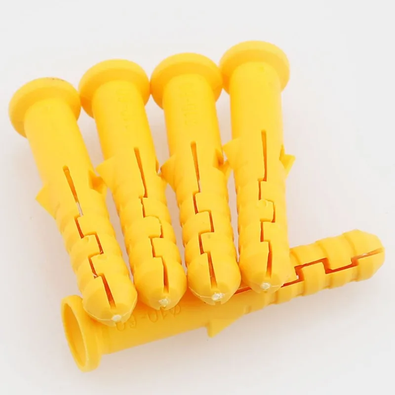 100/200Pcs M6 M8 M10 Ribbed Plastic Anchor Wall Plastic Expansion Pipe Tube Wall Plugs For Self-tapping Screws