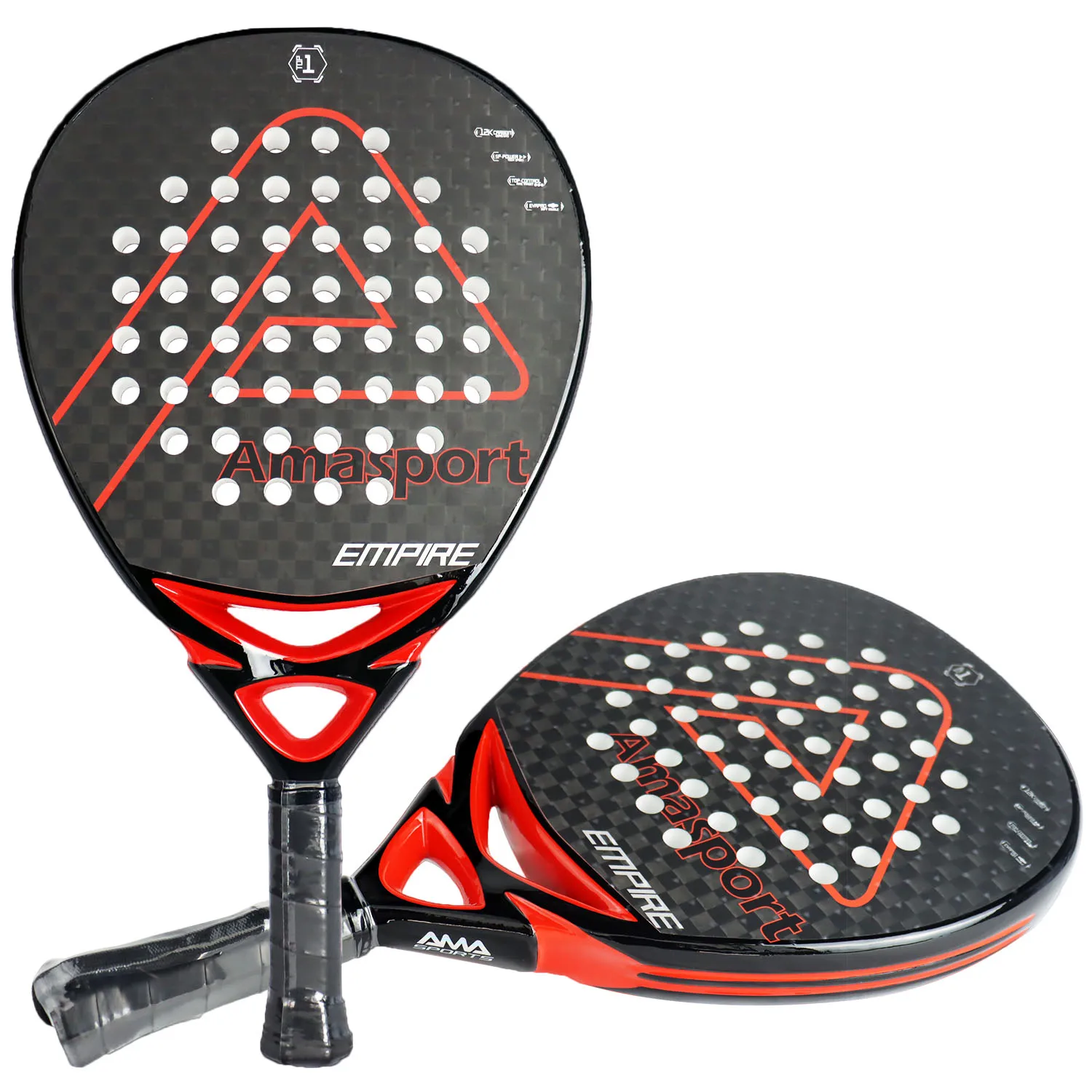 

AMASPORT Padel Rackets UK EVA Top Ranked Quality 12K Carbon Fiber Diamond Shape Paddel Tennis Racket for Advanced Players