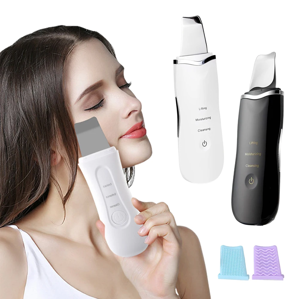 Facial Cleaner Facial Scrubber Blackhead Remover Electric Skin Scrubber Vibration Facial Spatula Blackhead Remover Massage Deep Cleaning Lift Machine Peeling Shovel Pore Cleaner