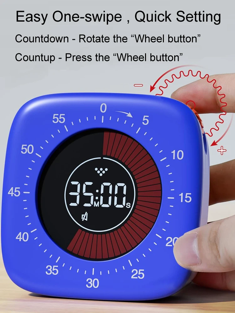 충전식 시각 타이머, 60 분 카운트다운 어린이 공부 시계, 무음 타이머, 어린이 성인 기계식 타이머 관리 도구, 신제품