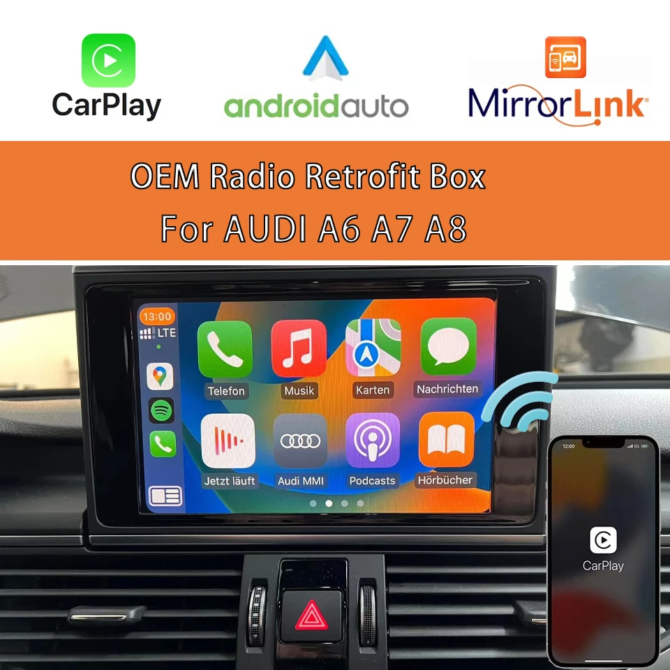 

RMC Stereo Wireless Apple CarPlay Decive For AUDI A6 C7 C6 A7 A8 Android Auto Car Play Solution Module