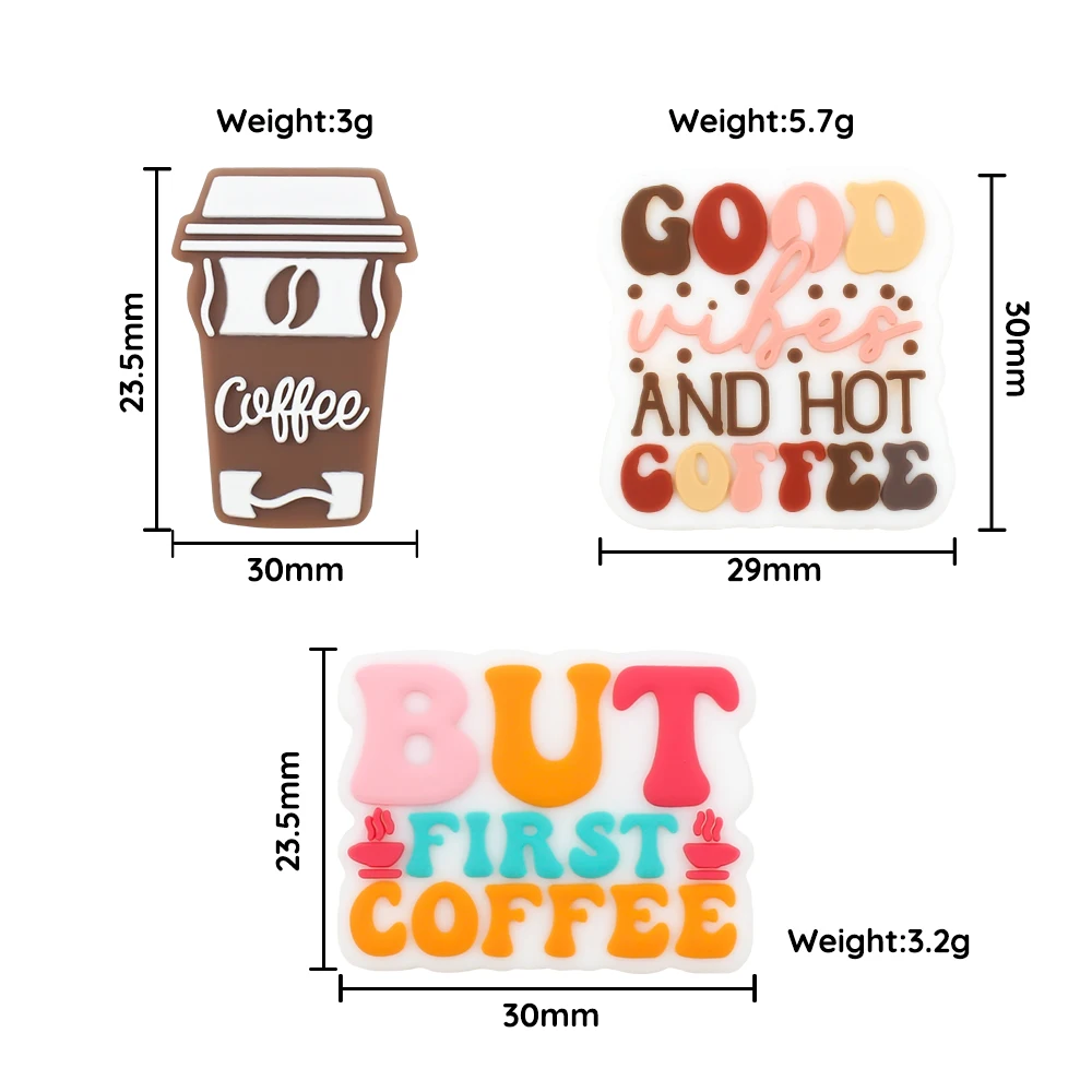 5pcs Focal Beads Baby Silicone Beads Coffee Cup Cartoon Teething For Jewelry Making DIY Pacifier Chain Necklace Accessorie