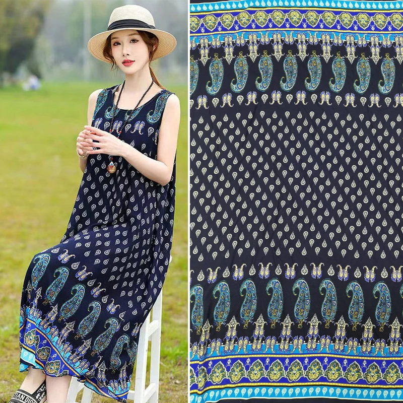 نسيج رايون مطبوع عليه زهور قابل للتنفس بالمتر