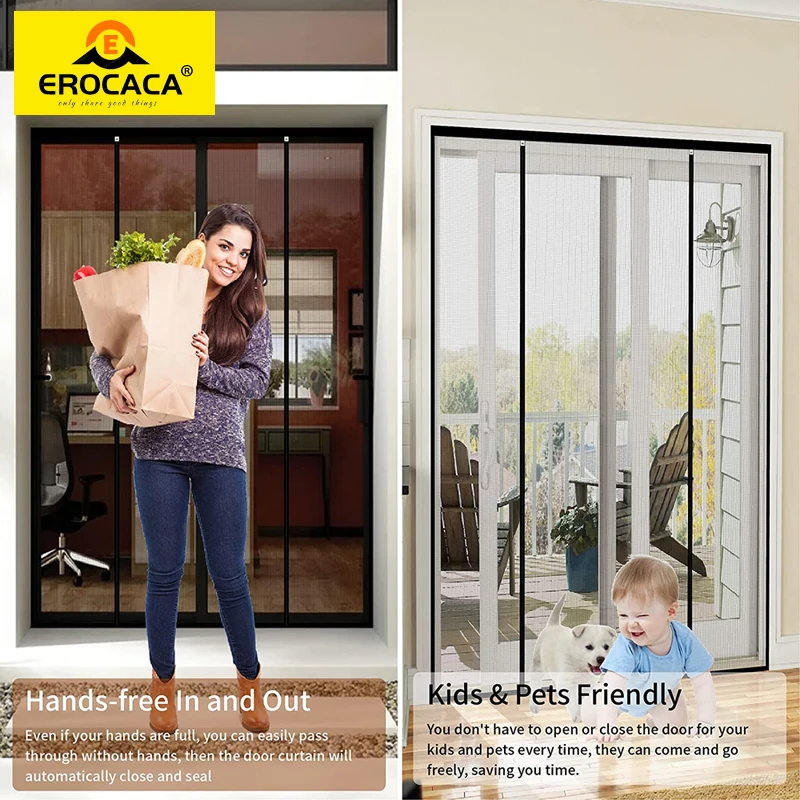 Magnetic Screen Door – 36 Magnets, Fiberglass Mesh, 35x83 Inches, With Velcro Straps – Easy Install For Patio, Sliding, And Interior Doors