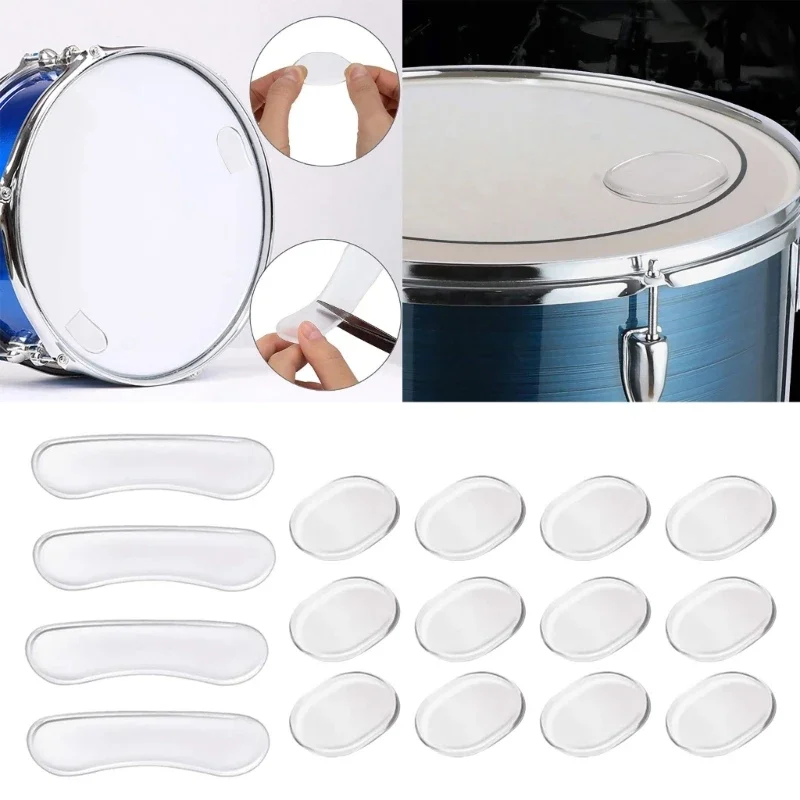 

16Pcs Drum Dampener Oval and Long Drum Silencers Sound Dampening Pads Clear Silicone Drum Silencers Dampening Moon Gels