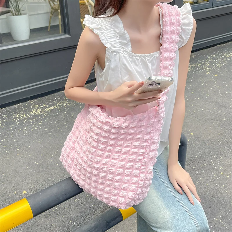 

Японская сумка через плечо с изображением пузырчатой облачки, Женская Холщовая Сумка большой вместимости через плечо, Женская Студенческая сумка-тоут