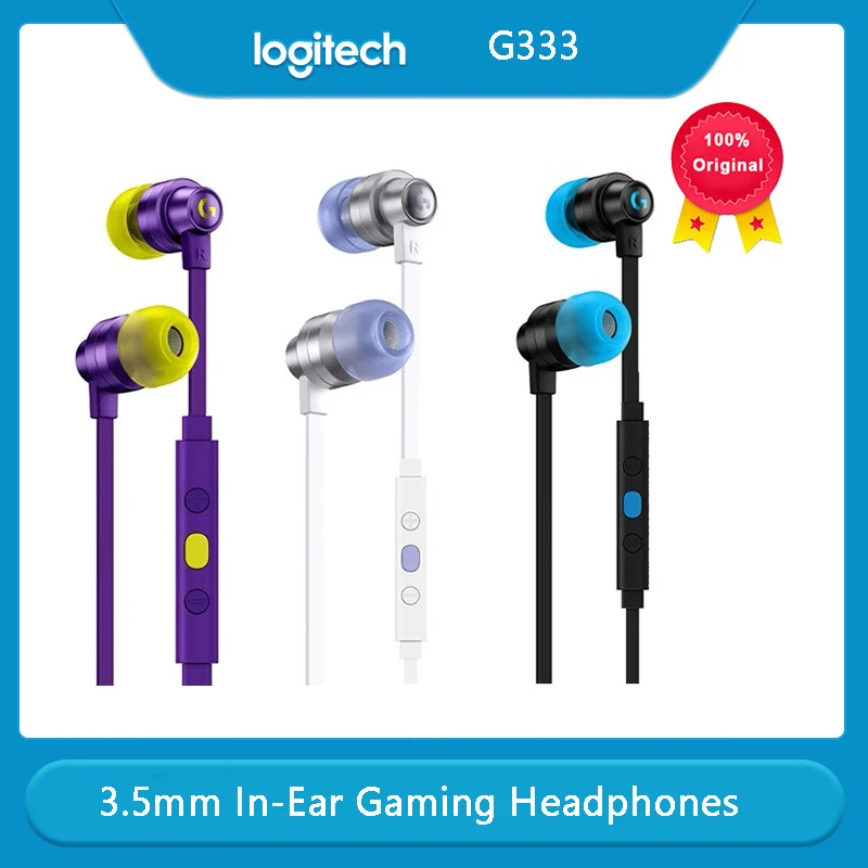 

Игровые наушники-вкладыши Logitech G333, оригинальные Проводные стереонаушники 3,5 мм для ноутбука, ПК, игровая Спортивная Музыкальная гарнитура