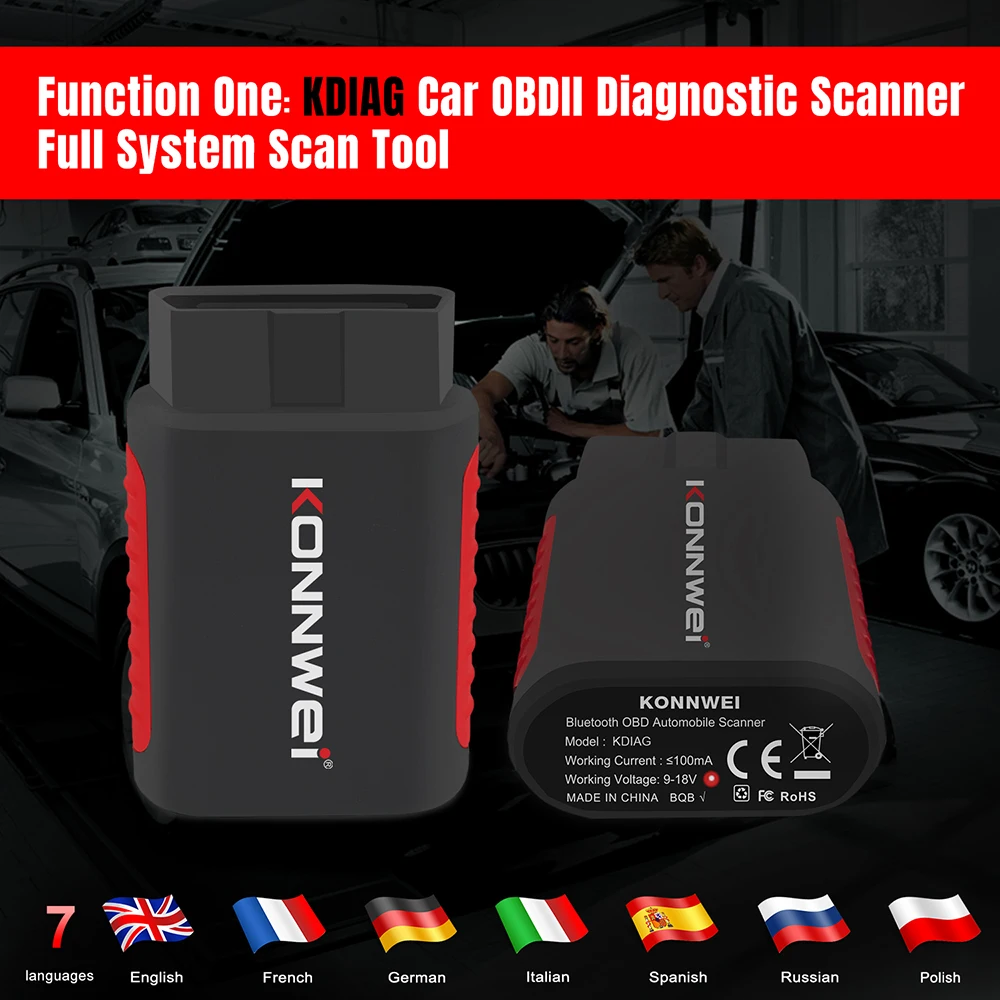 KONNWEI KDIAG MINI 2023 Full System Auto Scanner Reset SAS EPB Service ECU Programmer OBD OBD2 Car Diagnostic Tool pk Thinkdiag 5