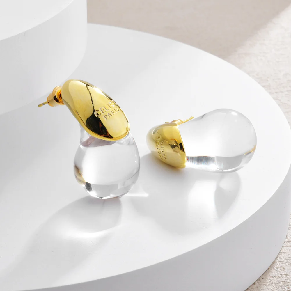 Transparent Water Drop Earrings for Women Gold Plated Elegant Modern Fashion Design Earrings Party Jewelry Gifts waterdrop earrings