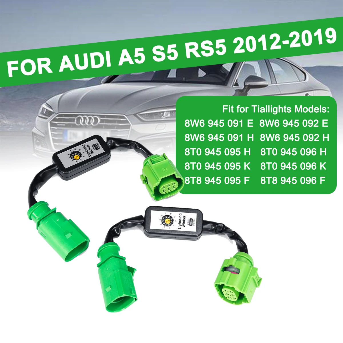 

For Audi A5 S5 RS5 2012-2019 2Pcs Car Light Dynamic Turn Signal Indicator LED Taillight Add-on Module Cable Wire Harness