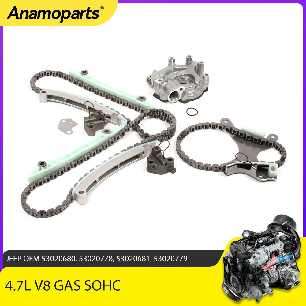 

Timing Chain Oil Pump Kit-NO Gears fit 4.7 L V8 GAS SOHC Naturally Aspirated for Dodge Jeep Durango Dakota Ram 1500 4.7L 99-08