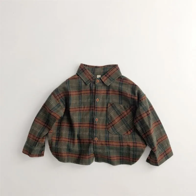 Kids Shirts Cotton Plaid Shirt Infant Toddler 1-7Y Spring Autumn Summer
