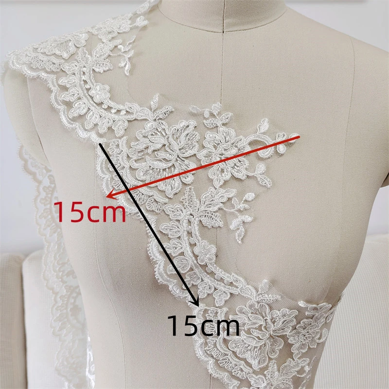 레이온 15CM 아이보리 코드 레이스 트림 자수 얇은 명주 그물 드레스 레이스 트리밍 재료 액세서리 바느질