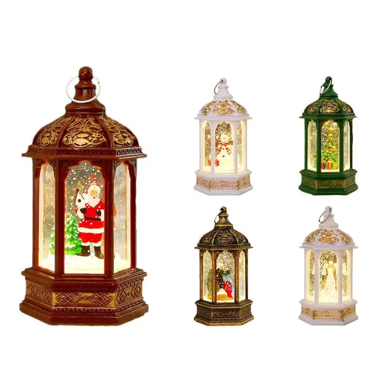 

Christmas Lanterns Decorative Retro Portable Night Light Lantern Castle LED Wind Lamp Ornament For Home Party Bedroom Decoration