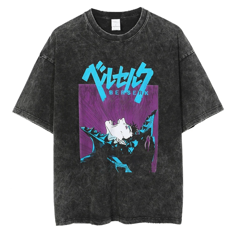 

Hip Hop Streetwear T Shirt Japanese Anime Berserk Graphic T-Shirt Men Harajuku Cotton Loose Vintage Tshirt Short Sleeve Tops Tee
