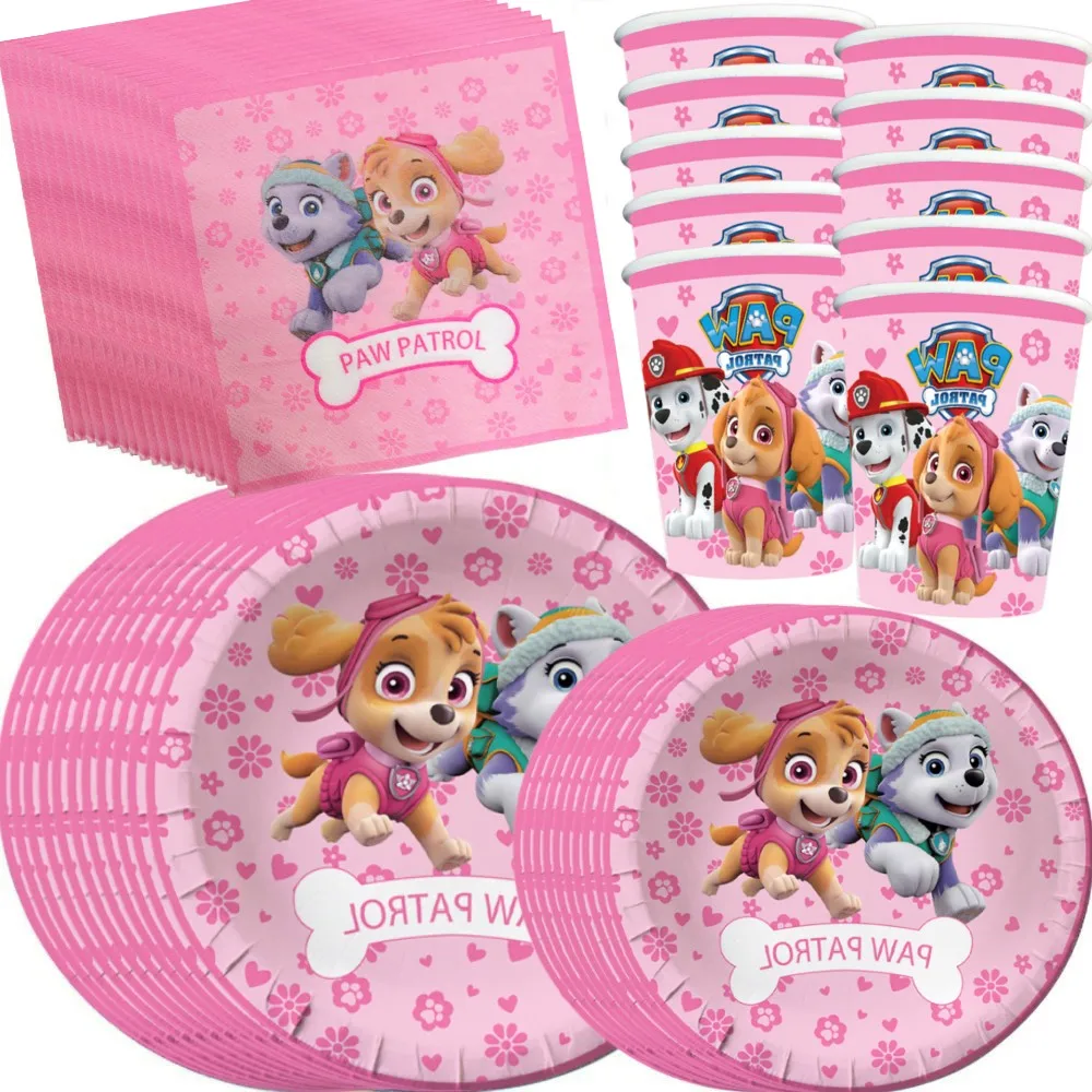Paw Patrol Geburtstagsdekoration, Kinderthema, Geschirr, Pappteller, Tasse, Servietten, Hundeverfolgungen, Babyparty, Partyzubehör, Jungen – Detail 3