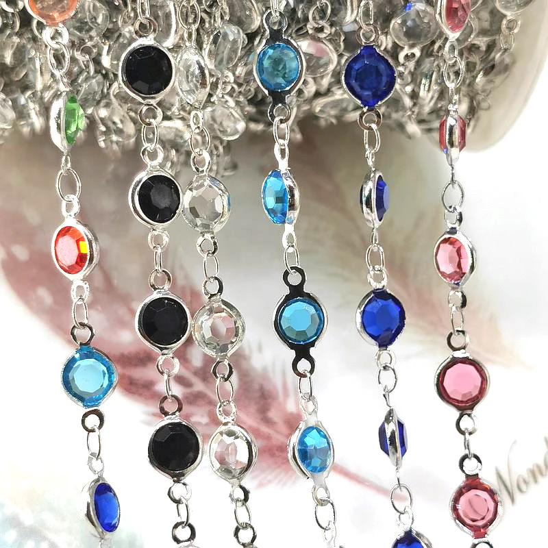 1 Meter 6 mm bunte Glasperlen Kupferkette für DIY Halskette Armband Kostüm Schmuckherstellung Zubehör – Detail 9