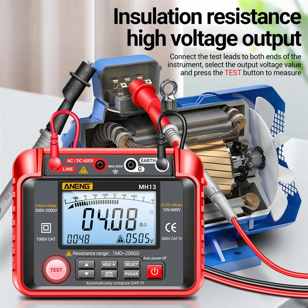 

MH13 Megohmmeter Ohm Tester Digital Multimeter Megometro Insulation Earth High Voltage Megger Resistance Meter Tester Tool
