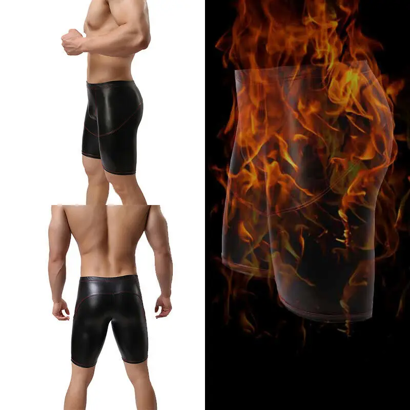 Uomo Latex Lingerie Mutandine Vernice Pelle Pantaloncini Uomo Cerniera Crotch Pantaloni Corti Wetlook Mutande Per Nightclub Pole