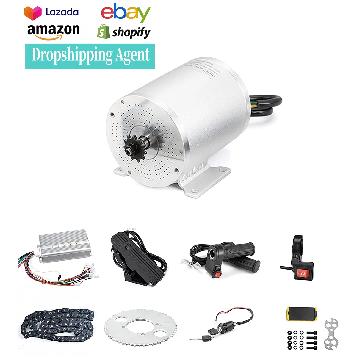 

Dropshipping Agent 60V 2000W 4250RPM Rated Controller Pedal Throttle Brushless Motor for Electric Gokart