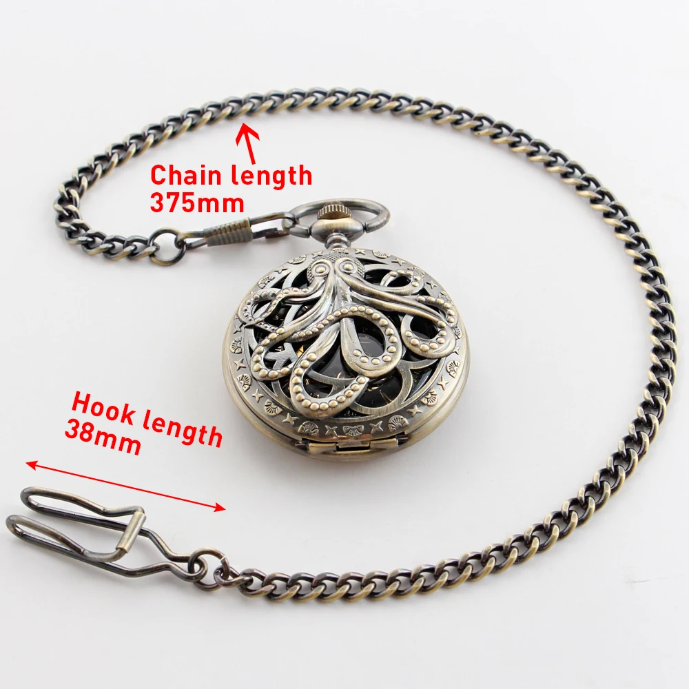 Brown Pocket Watch Chain 37.5cm All Stainless Steel Chain Vintage Antique Necklace Chain Men's Women Accessories