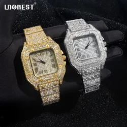 Hip Hop Iced Out Square Sparkling Quartz Watches Men Women Bling Full Rhinestone Fashion Rapper Watches High Quality Jewelry
