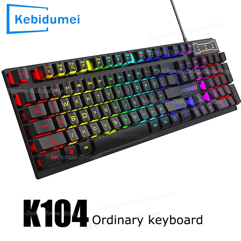 61 Tuşlu Mekanik Klavye Kablolu Oyun Klavyesi Dizüstü Masaüstü Ergonomik RGB Arkadan Aydınlatmalı Camgöbek Eksen Tuş Başlıkları PC Aksesuarları